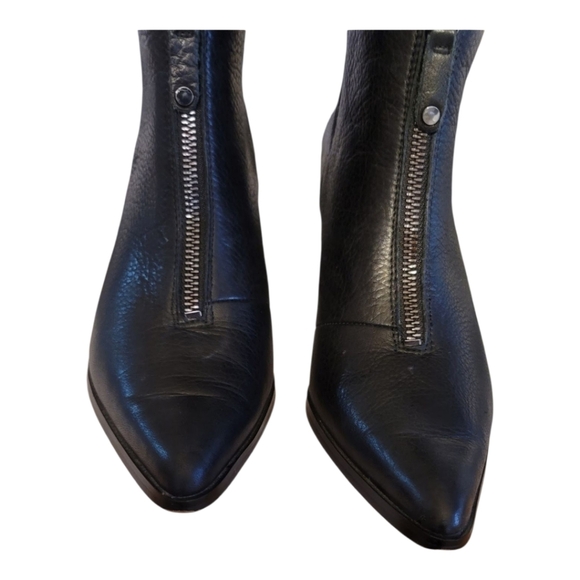 ANTHROPOLOGIE, Avec Les Fellis, Size 6.5 Zip Upp Black Leather Bootie, Euc - Picture 6 of 14
